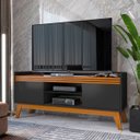 Ver imagem 4 de Rack para Tv até 50 Polegadas 2 Portas Ripado Astúrias 136cm:preto/cedro