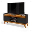 Ver imagem 1 de Rack para Tv até 50 Polegadas 2 Portas Ripado Astúrias 136cm:preto/cedro