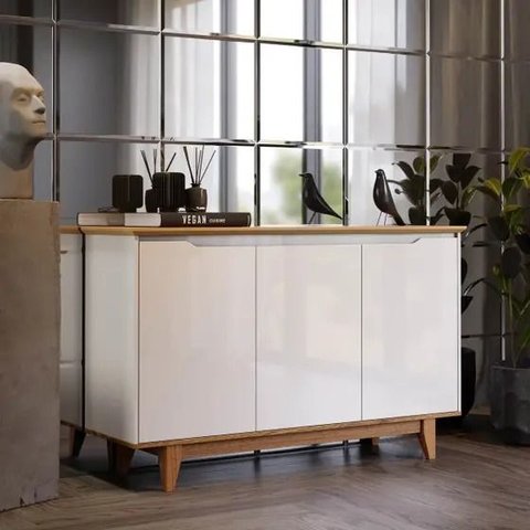 Buffet 3 Portas Flow Freijó/off White