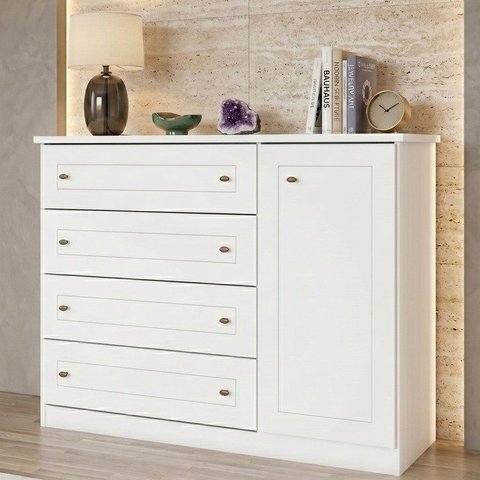 Cômoda 1 Porta 4 Gavetas Branco HP Americano