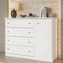 Ver imagem 1 de Cômoda 1 Porta 4 Gavetas Branco HP Americano