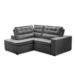 Sofá de Canto Retrátil e Reclinável com Molas LE 2,50x2,00m Viviane Suede Cinza Madelina Decor - 3