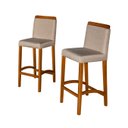 Ver imagem 4 de Conjunto Banquetas com Puxador Dubai Pés em Madeira Maciça Sacada Hall com Bistro Moderno Cor Bege