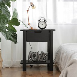 Mesa de Cabeceira Laguna 52,6ax45lx42p em Madeira Cubomob Preto - 1