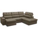 Ver imagem 1 de Sofá 4 Lugares Retrátil Reclinável Chaise Direito 288cm Solin F04 Veludo Marrom Claro - Lyam Decor