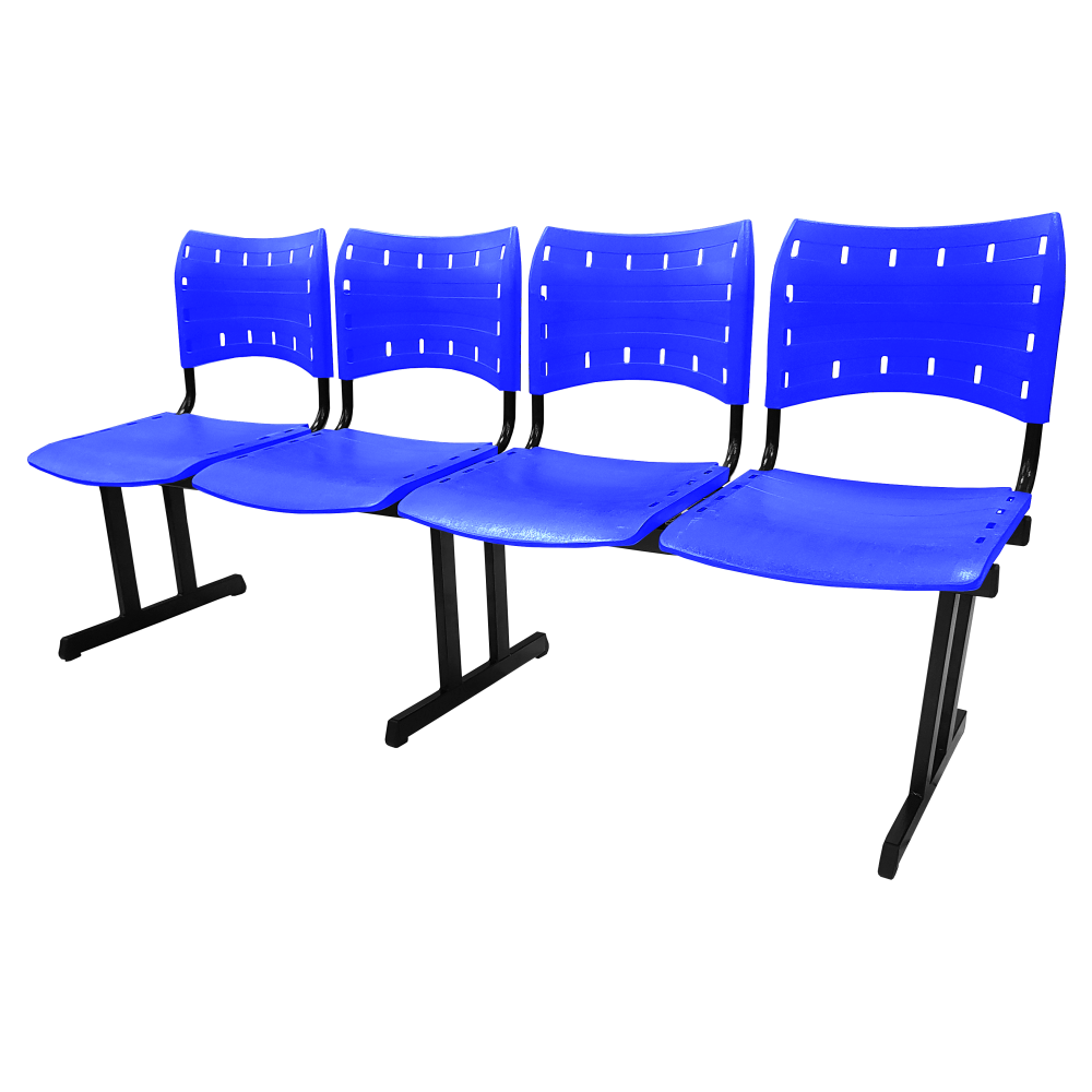 Cadeira Iso Rp Longarina Polipropileno 4 Lugares Colorida Cor:azul