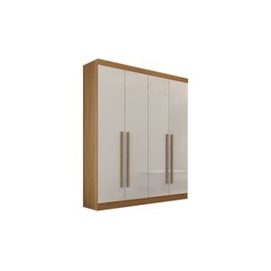 Guarda Roupa Solteiro 4 Portas 3 Gavetas da Vinci Plus D'doro Cinamomo com Off White
