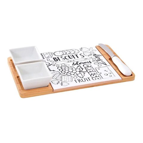 Kit 2 Petisqueira com Tabua Bambu 25x15x3cm Wincy