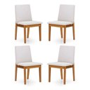Ver imagem 1 de Kit 4 Cadeiras para Sala de Jantar Estofada Madeira Maciça Cecília Bege