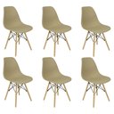 Ver imagem 1 de Kit 6 Cadeiras Charles Eames Eiffel Wood Design Bege