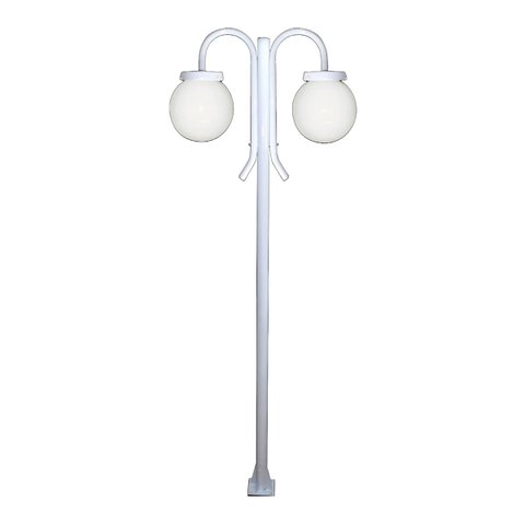 Poste Luminária Globo G Duplo Braço Curvo Baixo Branco 300cm Ouro Minas L064OM
