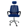 Cadeira Escritório Diretor Oficial Tela Mesh Apoio Nuca - Preto Azul + E-book - 4
