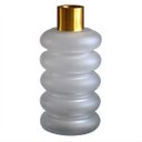 Ver imagem 1 de Vaso em Vidro Trabalhado Branco e Metal Dourado 15x15x31cm