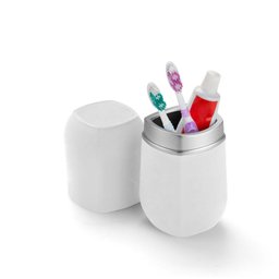 Porta Escovas e Creme Dental com Tampa Branco com Prata 1924 - Arthi - 2