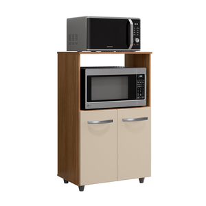 Gabinete Armário Balcão Microondas e Forno 2 Portas Savana/off White