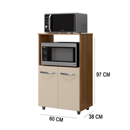 Gabinete Armário Balcão Microondas e Forno 2 Portas Savana/off White - 3