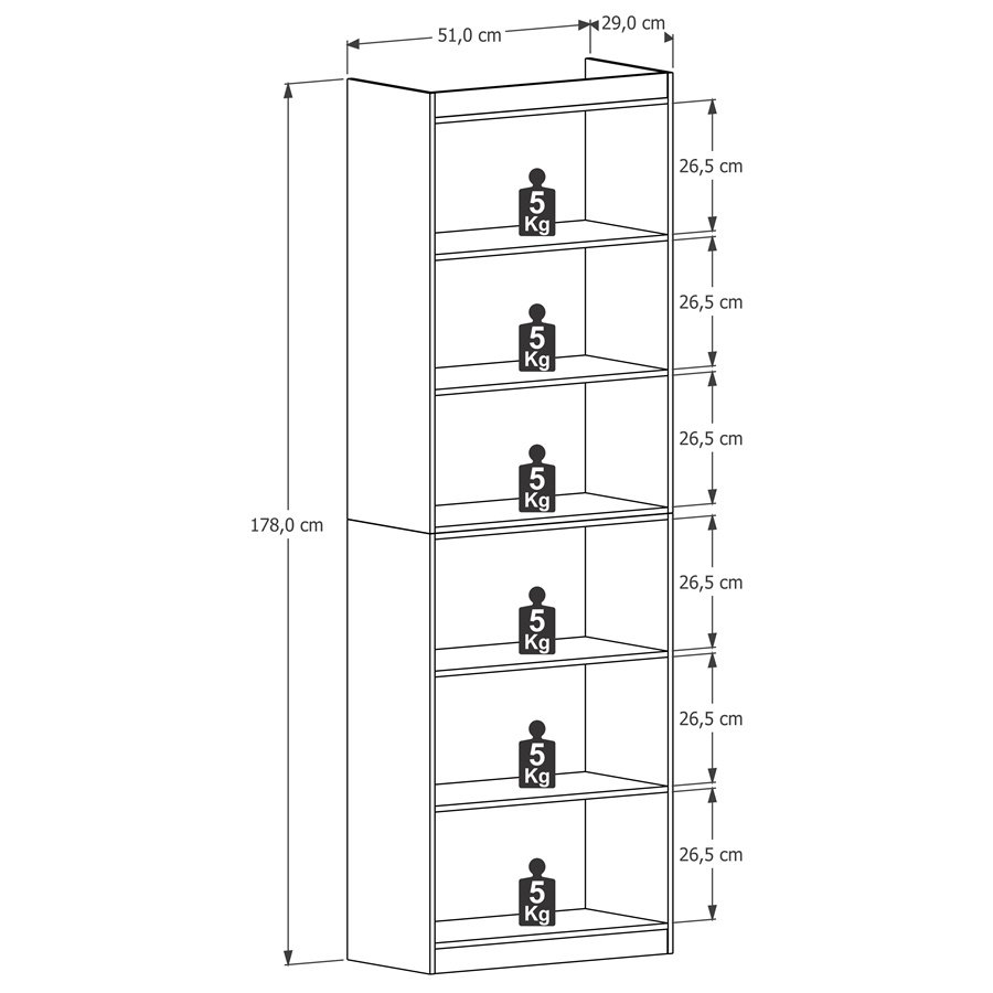 Estante Livreiro 5 Prateleiras Gold 2 Módulos- Dullar Móveis:branco - 6