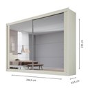 Ver imagem 4 de Guarda Roupa Creta 2 Portas Espelhadas 100% Mdf Off White Amêndoa - Móveis Europa