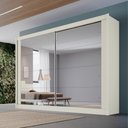 Ver imagem 1 de Guarda Roupa Creta 2 Portas Espelhadas 100% Mdf Off White Amêndoa - Móveis Europa