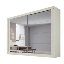 Guarda Roupa Creta 2 Portas Espelhadas 100% Mdf Off White Amêndoa - Móveis Europa - 2