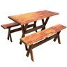 Mesa De Churrasco 2,25m Com 2 Bancos De Madeira Maciça Móveis Rústicos Adelin - 7