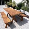 Mesa De Churrasco 2,25m Com 2 Bancos De Madeira Maciça Móveis Rústicos Adelin - 13
