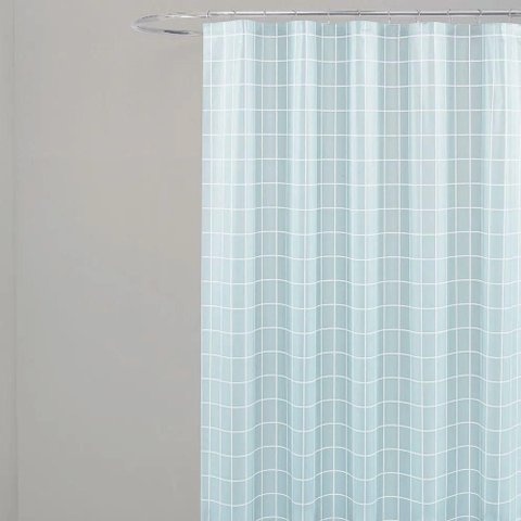 Coina Box Peva Quadriculado Cinza 180x160cm - Uzoo Cortina Box Peva 1.80x1.60m Quadriculado Cinza