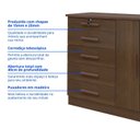 Ver imagem 5 de Cômoda 5 Gavetas e com Chave Tampo e Frente em MDF Zeus Marrom/Castanho
