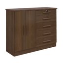 Ver imagem 2 de Cômoda com Sapateira e 5 Gavetas com Chave e Divisória Porta-Treco Tampo MDF Zeus Marrom/Castanho