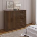 Ver imagem 1 de Cômoda com Sapateira e 5 Gavetas com Chave e Divisória Porta-Treco Tampo MDF Zeus Marrom/Castanho