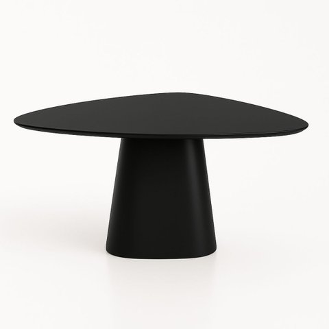 Mesa de Jantar Cone Orgânica Tríon Redonda 110x113 Cm Laca Preta