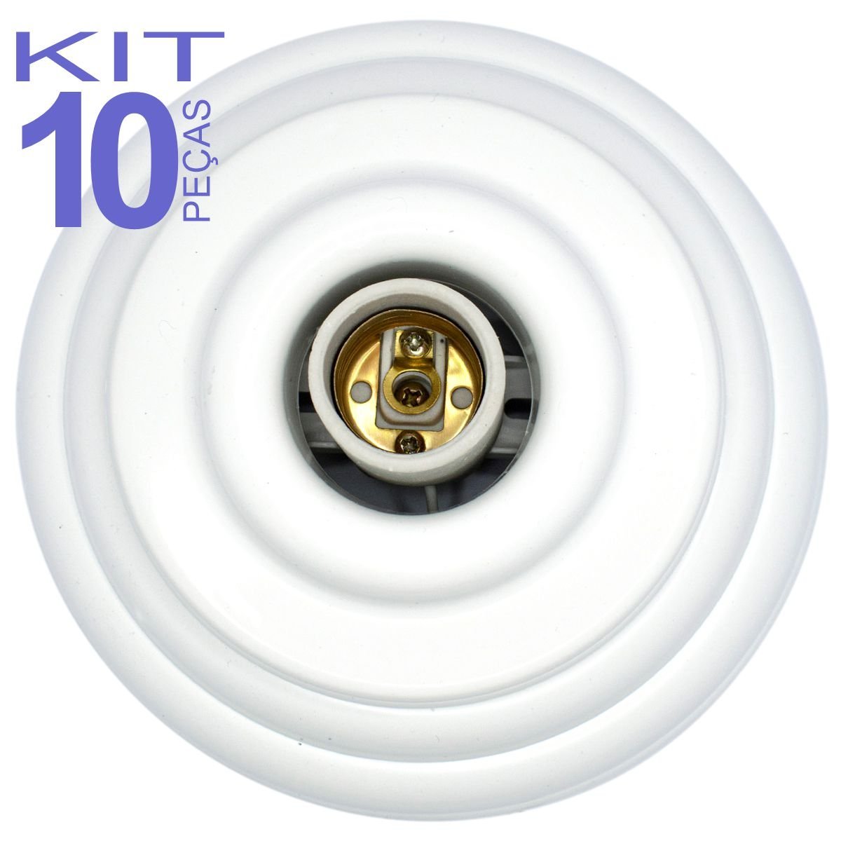 Kit 10 Plafonier Plafon Decorativo Redondo E27 100w Bivolt - 1