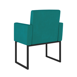 Poltrona Cadeira Decorativa Recepção Base de Ferro Dourada Cor:azul Turquesa - 3