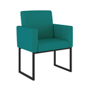 Ver imagem 1 de Poltrona Cadeira Decorativa Recepção Base de Ferro Dourada Cor:azul Turquesa