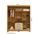 Ver imagem 3 de Guarda-Roupa Casal com 6 Portas 3 Gavetas e Chave 179cm Multimóveis CR35673 Madeirado/Off White