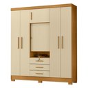 Ver imagem 2 de Guarda-Roupa Casal com 6 Portas 3 Gavetas e Chave 179cm Multimóveis CR35673 Madeirado/Off White