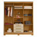 Ver imagem 4 de Guarda-Roupa Casal com 6 Portas 3 Gavetas e Chave 179cm Multimóveis CR35673 Madeirado/Off White