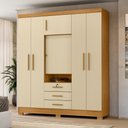 Ver imagem 1 de Guarda-Roupa Casal com 6 Portas 3 Gavetas e Chave 179cm Multimóveis CR35673 Madeirado/Off White
