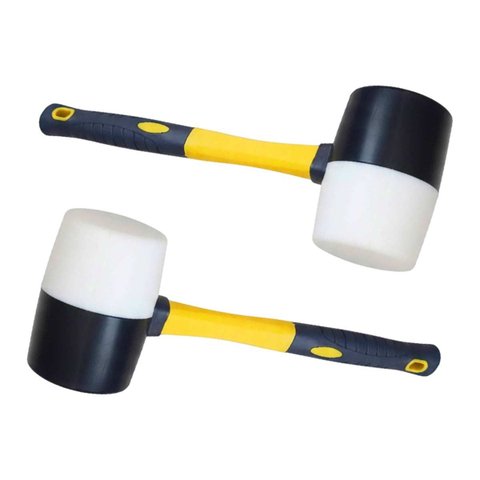 Martelo Borracha Obra Kit 2 Uni Mercenaria Ergonomico Assentar Ladrilho Taco Piso Ceramica Chao Move