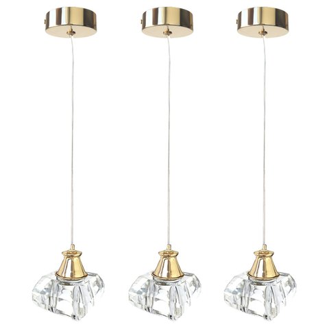 3 Pendente de Cristal para Quarto Metal Dourado G9 Bet13