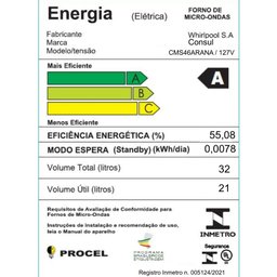 Micro-ondas Consul 32L Cor Cinza Espelhado com Menu Fácil - CMS46Ar 110V - 11