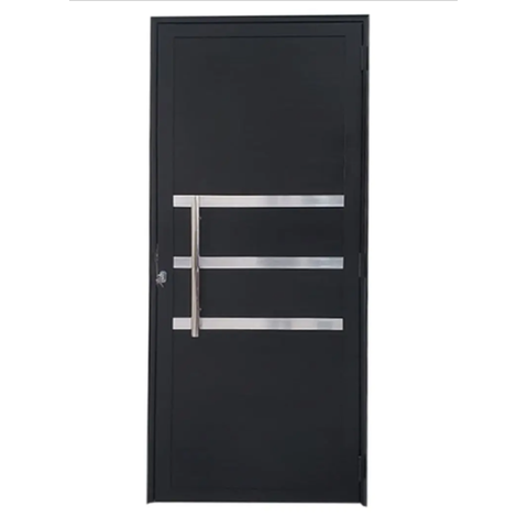 Porta de Giro Alumínio Preto Lambril C/friso Puxador 60cm Maxx