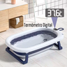Banheira Retratil para Bebe com Termometro, Rede e Almofada - Azul - 7