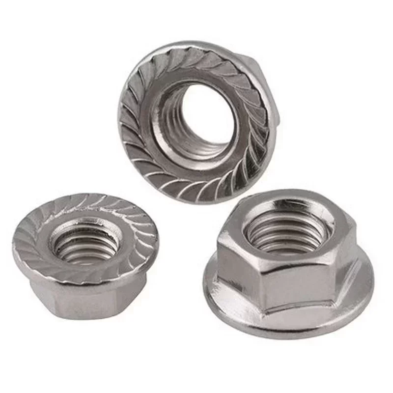 Ver imagem 2 de 100 PEÇAS - PORCA SEXTAVADA FLANGEADA COM SERRILHA M5 INOX
