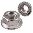 Ver imagem 1 de 100 PEÇAS - PORCA SEXTAVADA FLANGEADA COM SERRILHA M5 INOX