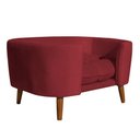 Ver imagem 1 de Cama para Cachorro Pet Sofá Gato Pé Palito Caminha Confortável com Almofada Veludo Vermelho