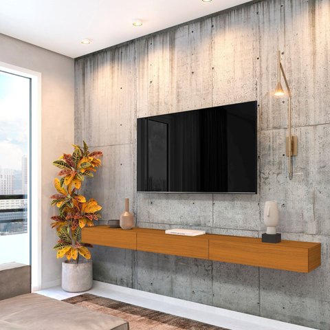 Rack Suspenso para TV até 75 Polegadas 100% MDF 200cm