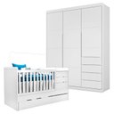 Ver imagem 1 de Berço Multifuncional Cleo com Guarda Roupa Blenda Branco Acetinado – Phoenix