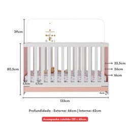 Berço 3 em 1 com Colchão Incluso Doce de Leite Multimóveis Mp4244 - 7