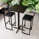 Ver imagem 1 de Conjunto Mesa Alta Bar Bistrô Quadrada Preta 2 Banquetas Confort Estofado Black Don Castro